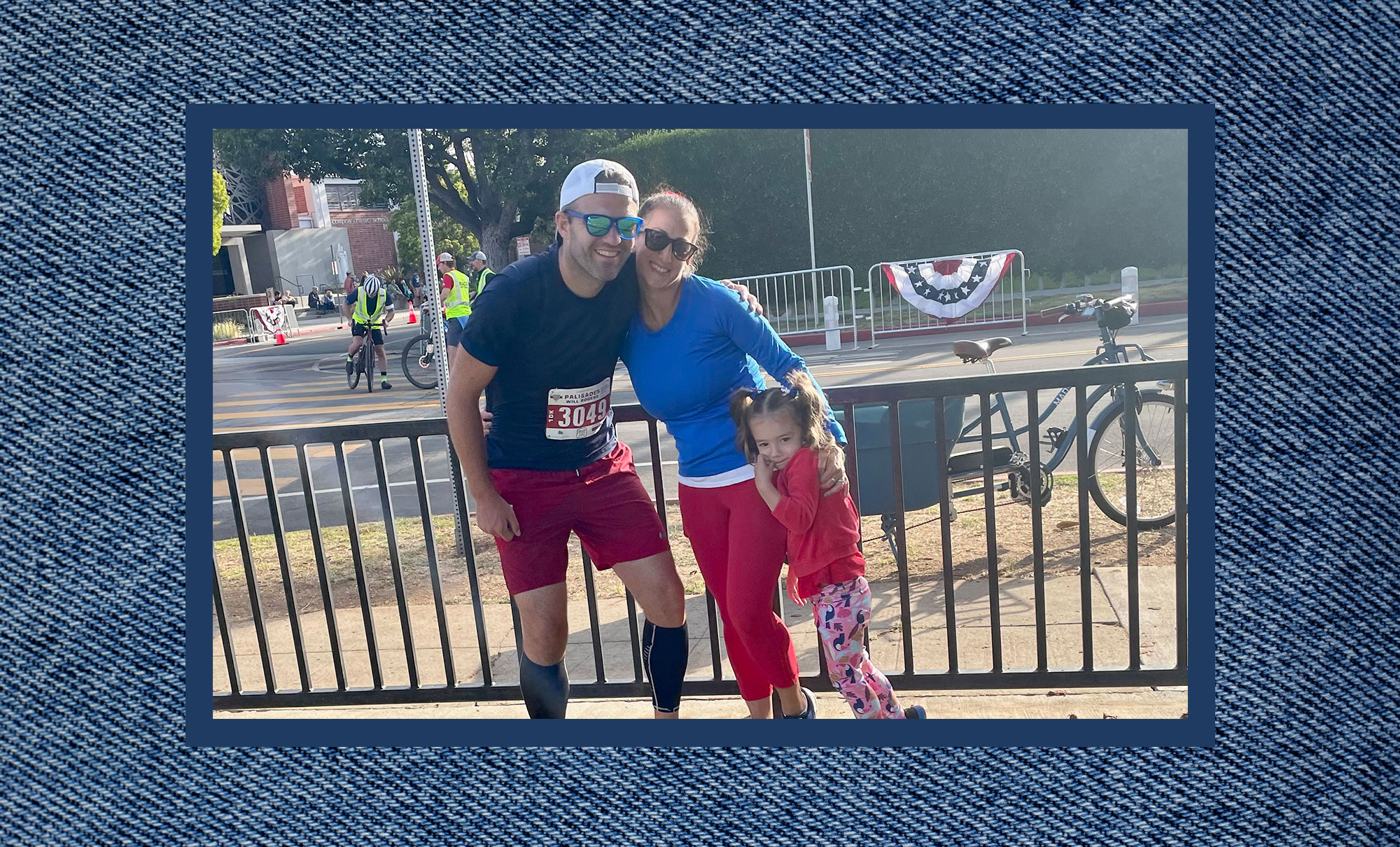 Michelle Striowski, VP of Corporate Strategy, stands with husband and daughter