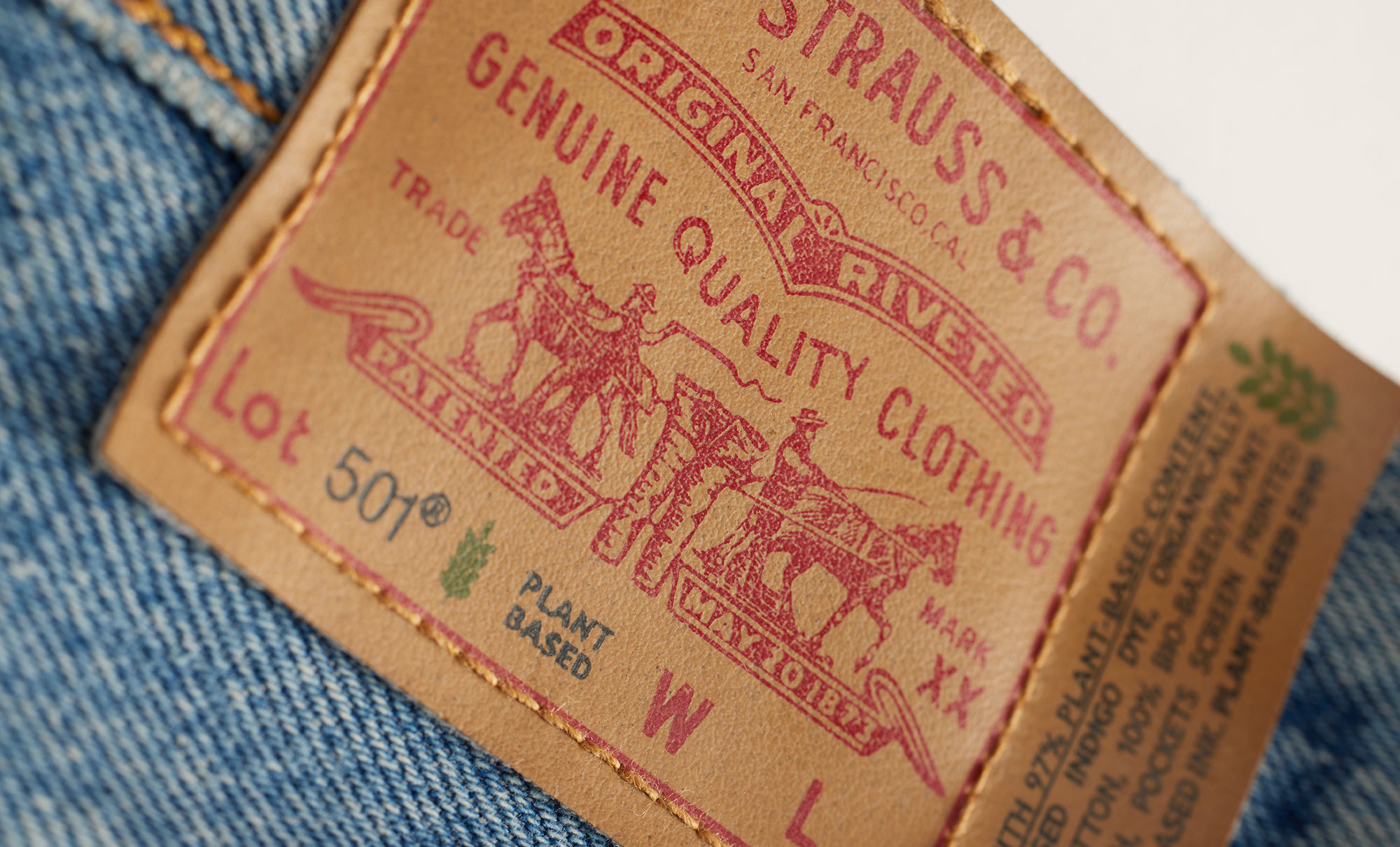 close up image of the back patch on a pair of Levi's® Plant-Based 501® jeans