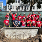 LS&Co. employee volunteers pose for a group photo at the Phoenix Hotel in San Francisco.