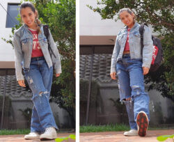 Levi's® Ecommerce Specialist Ximena Palma wears a head-to-toe all denim Levi's® look. 