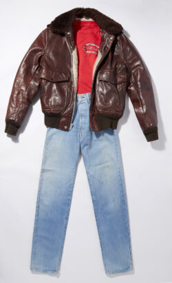 Freddie Mercury's brown leather jacket, red T-shirt and Levi's 501® jeans