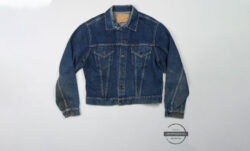 A Levi's® Trucker Jacket is photographed on a plain grey background. The Levi's® Archives copyright image is overlayed on the bottom right corner.