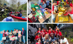 A collage of LS&Co. employees on Community Day 2023, at various volunteer projects.