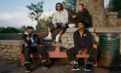 four people posing in clothing from the Levi's® x Jordan collab