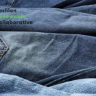 A photo of a pile of Levi's jeans overlaid with a logo reading Fashion Renewable Collaborative